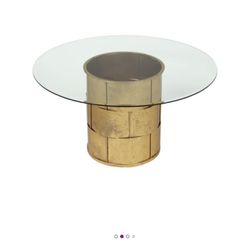 Eleshia Round Glass Top Metal Base Dining Table