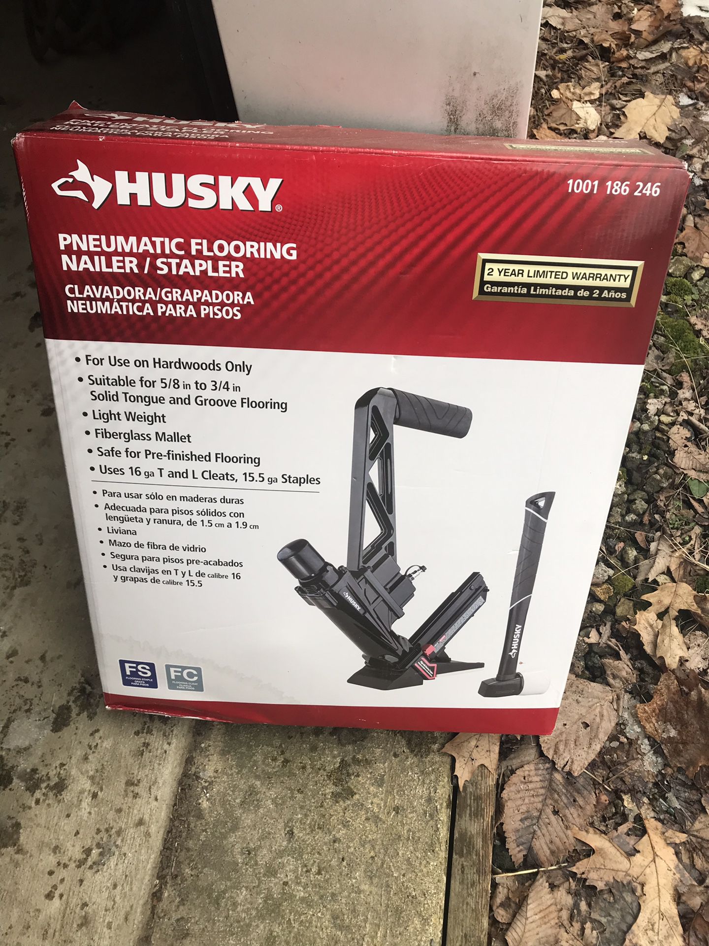 Husky pneumatic flooring nailer with hammer. Used on one job and have no use for it now. Bought it for $200 asking $75