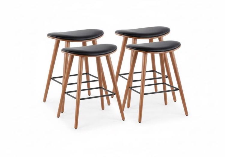 πͺ 4-Pc Saddle Counter Height Barstool Set β Black Faux Leather β $180 π₯