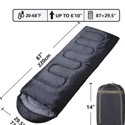 Envelope Camping Sleeping Bag for Adults, Youth，Kids & Boys, Great for 4 Season,Portable for Backpacking Traveling Hiking Waterproof Lightweight Outdo