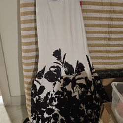 Strapless Black And White Prom Dress