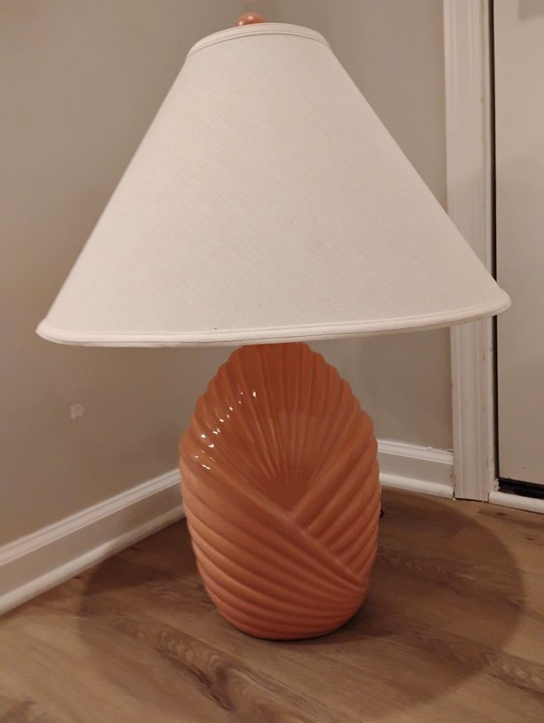 3'X10" Tall Shell Lamp. Somewhat Of A Dusty Rose In Color