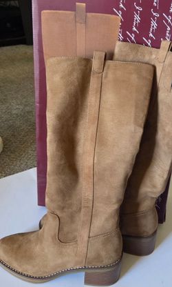 New in box Brown Naya Knee High Riding Boot for women. Size 8