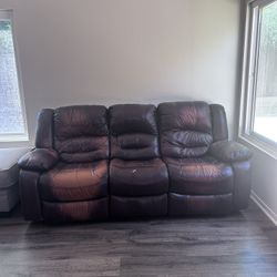 Brown Leather Couch Used Normal Wear FREE