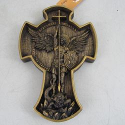 Archangel Michael In The Cross Wooden Wall Decor Kozak Workshop Ukraine-NEW
