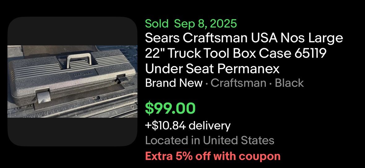 Rare Vintage Craftsman 22” Truck Tool Box