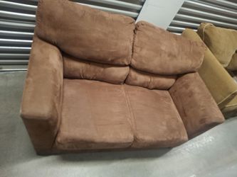 Comfy Overstuffed Brown Microfiber Loveseat – $50