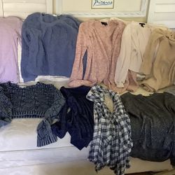 Lot of 12 women’s sweaters and tops. 1 Hurley , few Forever 21. Small/Med. Great condition 