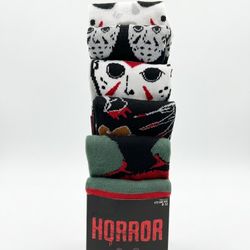Horror Movie Crew Socks 6 Pair Pack Jason Voorhees Freddy Krueger Size 8-12 NEW