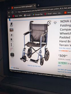 NOVA Lightweight Folding Transport Wheelchair, Blue