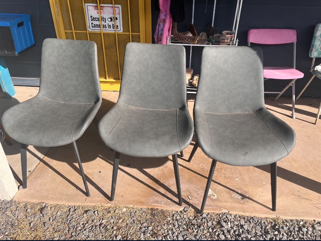 Set Of 3 Leather Bistro Chairs 
