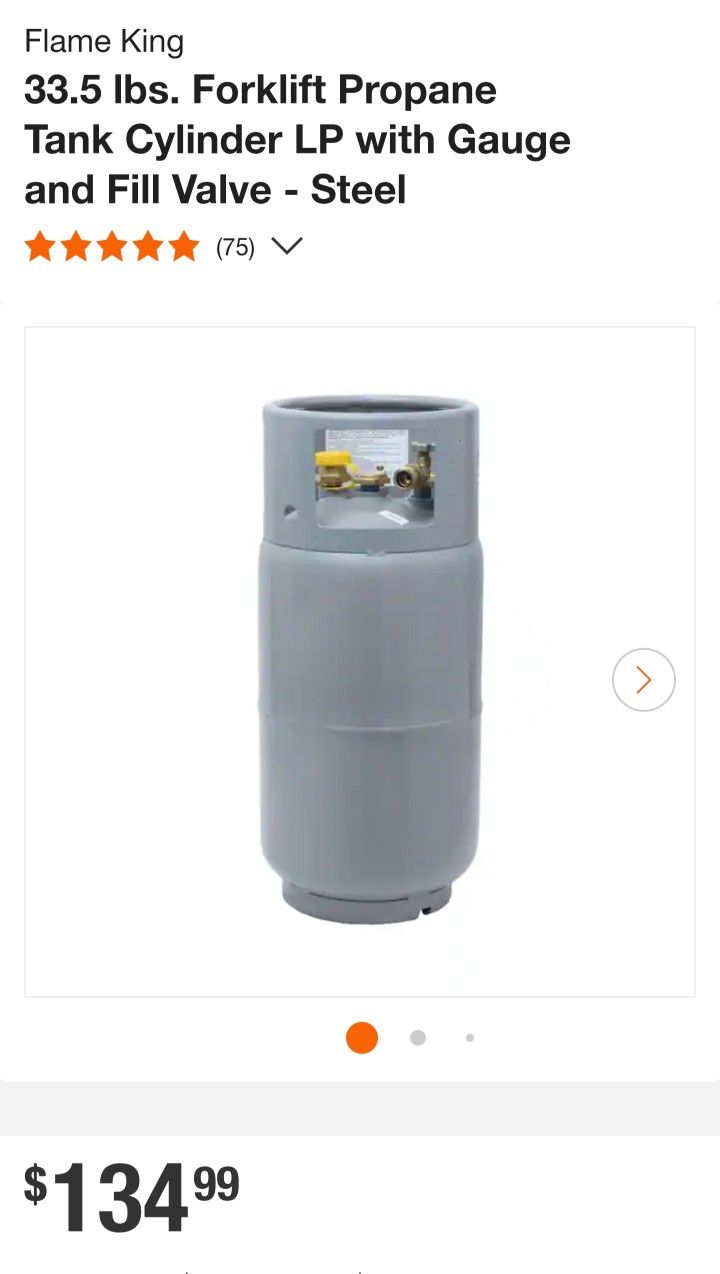 Flame King
33.5 lbs. Propane Tank Cylinder LP with Gauge and Fill Valve - Steel
