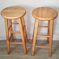 2 Wooden Bar Stool Chairs. 29"H.
