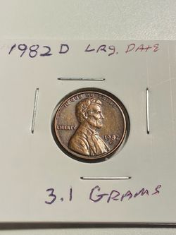 Beautiful 1982 D - 3.1 Grams Large Date Penny . Really Nice