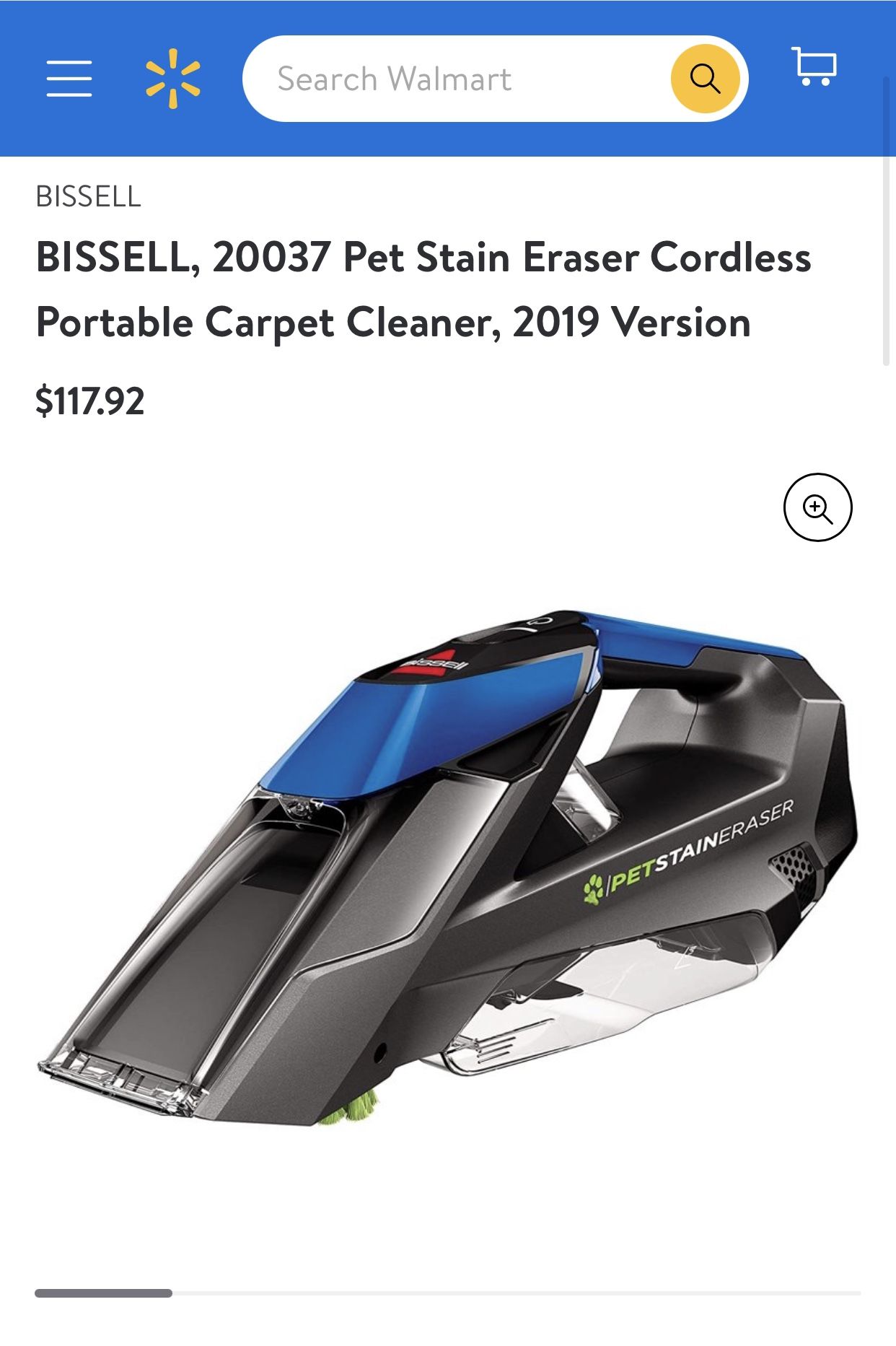BISSELL 20037 Pet Stain Eraser Cordless Portable Carpet Cleaner