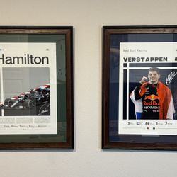 🏁 Framed Lewis Hamilton & Max Verstappen Limited Edition F1 Prints – Set of 2