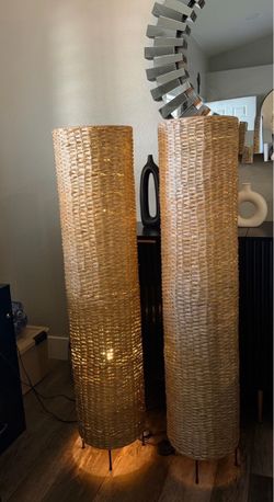 2 Rattan Floor Lamp w/ foot switch 4ft