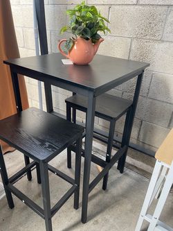 Bar table and chair set, square table with 2 stools,