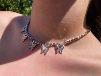 Butterfly tennis necklace