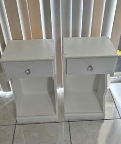 Pair Of White Nightstands 14”Lx11”Wx25”H