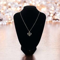 18kt Yellow/White Gold Heart Pendant with 18kt White Gold Chain Necklace