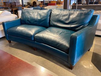 SAM MOORE Curved Teal Leather Couch
