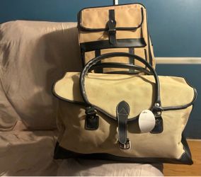 Canvas and Leather Trim Luggage Set