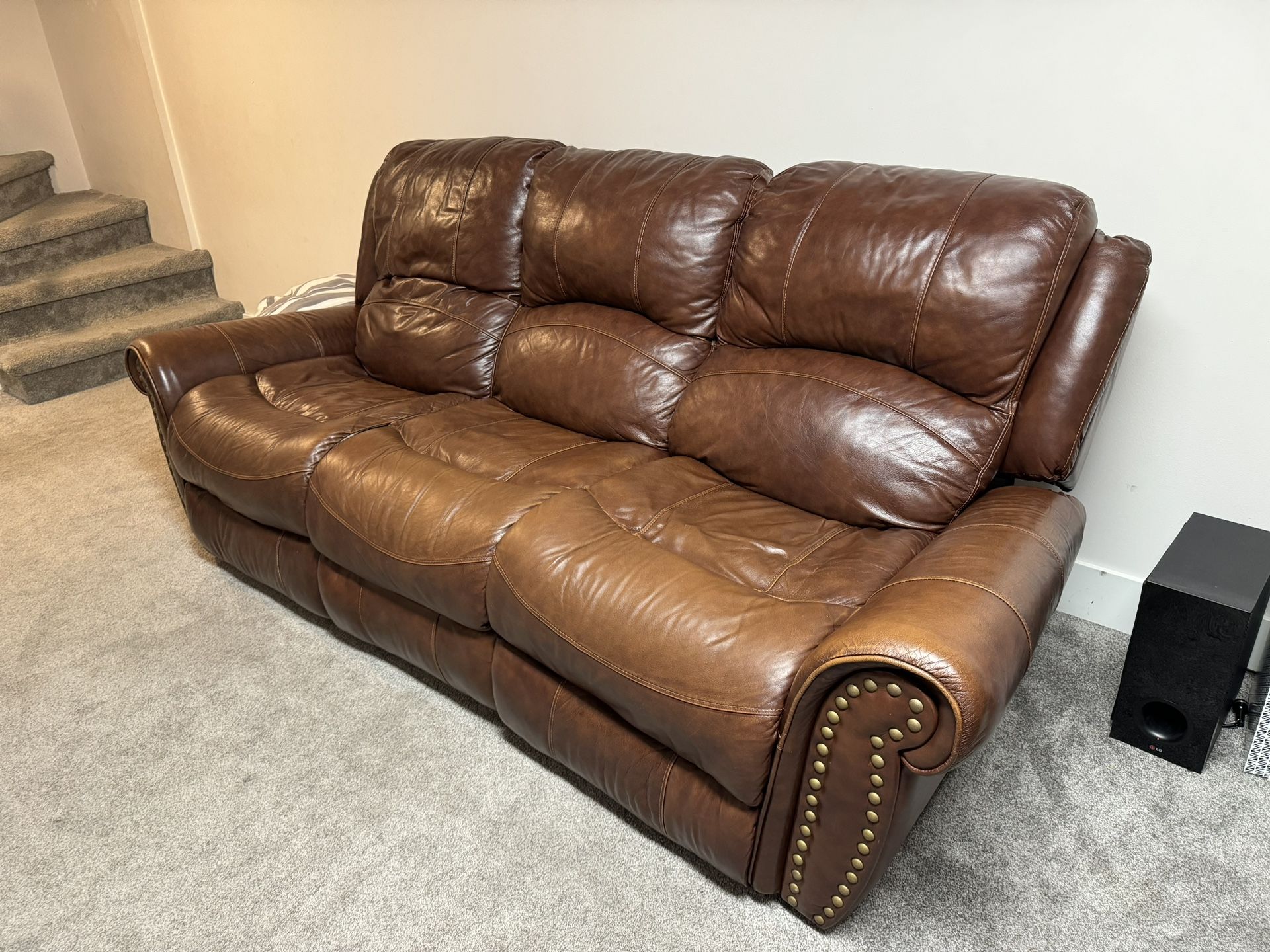 Leather Reclining Couch & Loveseat With Charging Ports