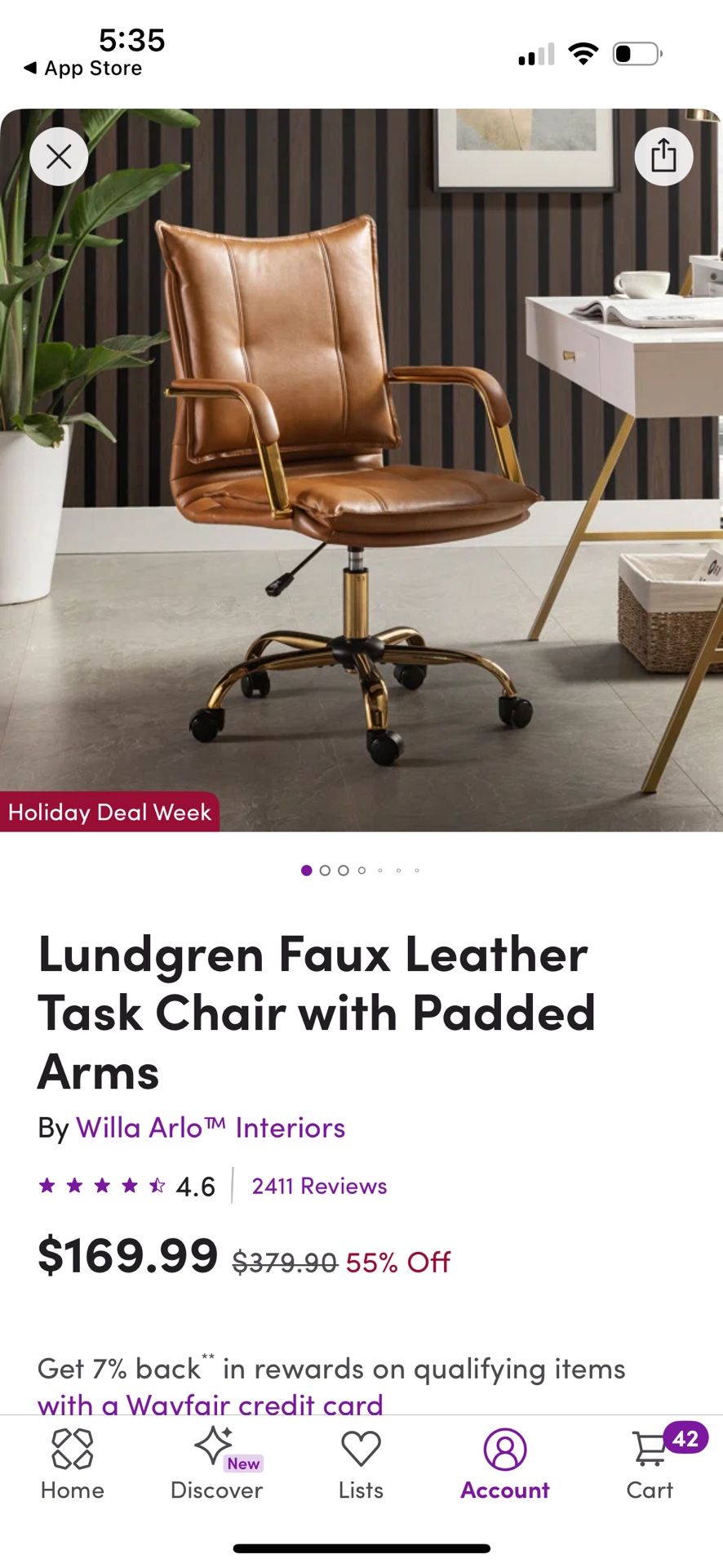 Brown Faux Leather Office Chair