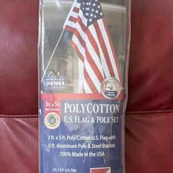 Poly Cotton US Flag & Pole Set (3ft x 5ft)