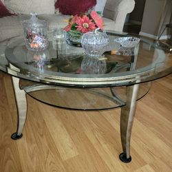 Round Glass Coffee and Matching Tables 