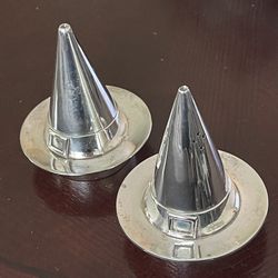 Silver Plated Witch/Pilgrim Hat Salt And Pepper Shakers