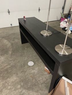IKEA console table and lamps