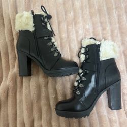 GUESS Geisha Fur boot heels