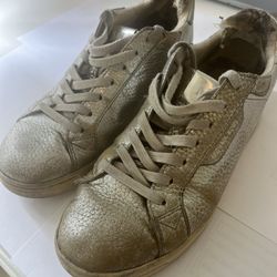 MICHAEL KORS Silver Leather Sneakers