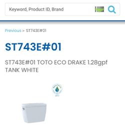 Toto Toilet Bowl C744E #01  Color White Used