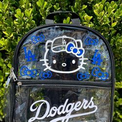 Brand New MLB Los Angeles Dodgers Hello Kitty Clear Plastic Backpack. Stadium Approved. 