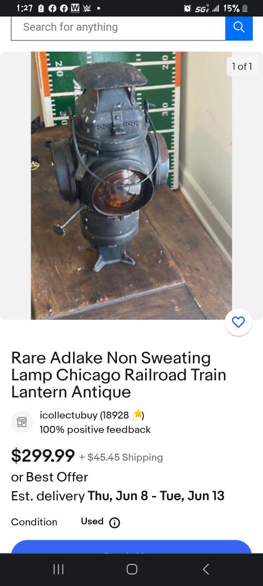 Antique Adlake Non Sweating Lamp