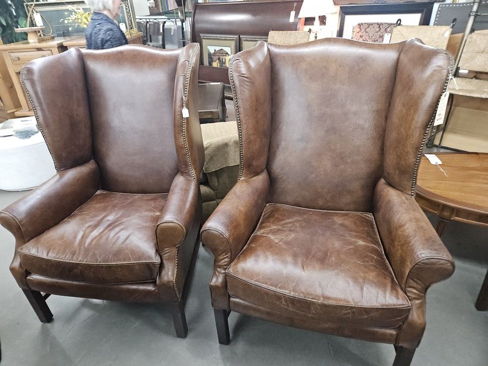 Chairs Set Of 2 Leather Wing Backs We are located at 2811 East Bell road. Another Time Around Furniture.
