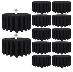 Heneger 12 Packs 108 Inch Black Round Tablecloths for 36"-84" Table Polyester Fabric, Wrinkle Resistant, Reusable and Washable Table Cloth, For Party 