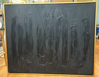 Z Gallerie Nocturne Abstract Black Textured Artwok Gold Frame 52 x 42 OR 42x52