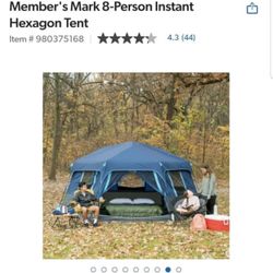 BRAND NEW Member's Mark 8-Person Instant Hexagon Tent