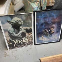 Original 1980 Star Wars Empire Strikes Back posters, framed