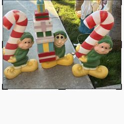 Bundle Of 3 Christmas Elves Blow Molds 3 Feet 