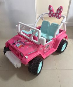 $90 Minnie Mouse Jeep for kids. No battery, has an adapter for Milwaukee battery
