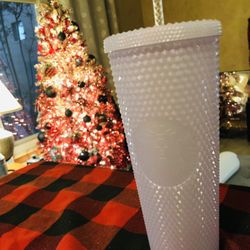 Rare 2021 Starbucks White Pearl Iridescent Winter Christmas Coffee Tumbler
