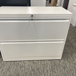 2 Drawer Anti-Tilt Metal Office Storage Filing Cabinet with File Hanging Bar and 2 Keys, White