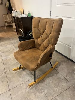 Brown Faux Suede Rocking Chair