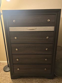 Dark Gray 5-Drawer Tall Dresser