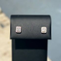 Jewelry New 10k solid white gold 0.60CTW diamond studs earrings rectangle shape